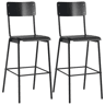 vidaXL Cadeiras de bar 2 pcs contraplacado maciço e aço preto