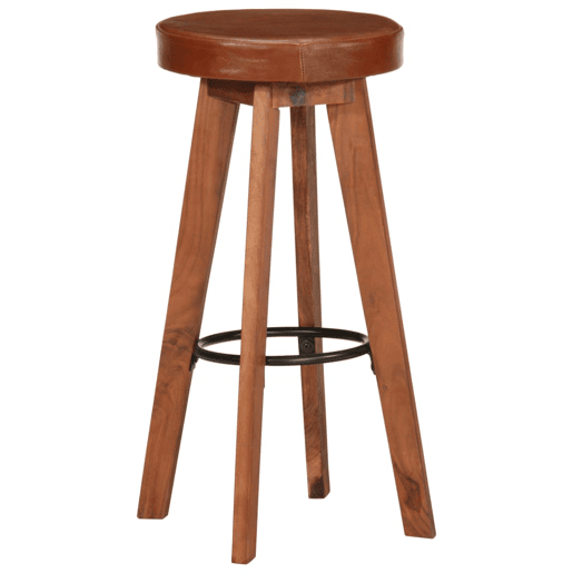 vidaXL Cadeiras bar 2 pcs madeira maciça de acácia + couro genuíno vidaXL Cadeiras bar 2 pcs madeira maciça de acácia + couro genuíno