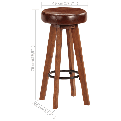vidaXL Cadeiras bar 2 pcs madeira maciça de acácia + couro genuíno vidaXL Cadeiras bar 2 pcs madeira maciça de acácia + couro genuíno