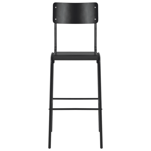 vidaXL Bancos de bar 4 pcs contraplacado maciço e aço preto vidaXL Bancos de bar 4 pcs contraplacado maciço e aço preto