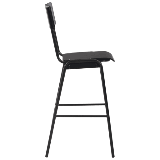 vidaXL Bancos de bar 4 pcs contraplacado maciço e aço preto vidaXL Bancos de bar 4 pcs contraplacado maciço e aço preto