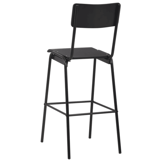 vidaXL Bancos de bar 4 pcs contraplacado maciço e aço preto vidaXL Bancos de bar 4 pcs contraplacado maciço e aço preto