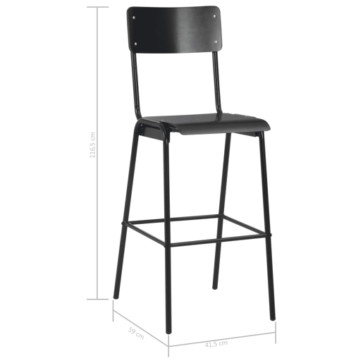 vidaXL Bancos de bar 4 pcs contraplacado maciço e aço preto vidaXL Bancos de bar 4 pcs contraplacado maciço e aço preto