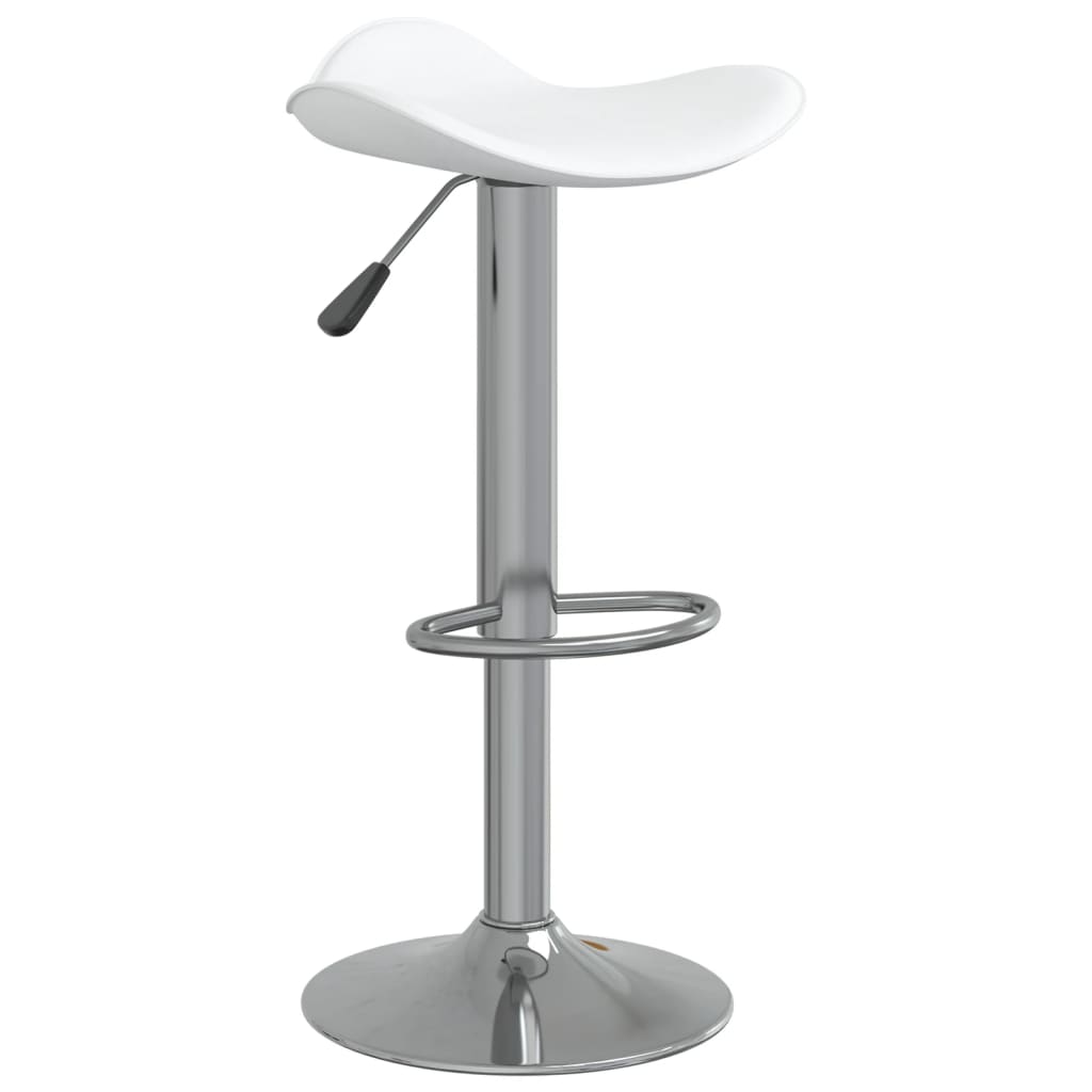 Vidaxl taburete de cocina de acero cromado y cuero artificial blanco