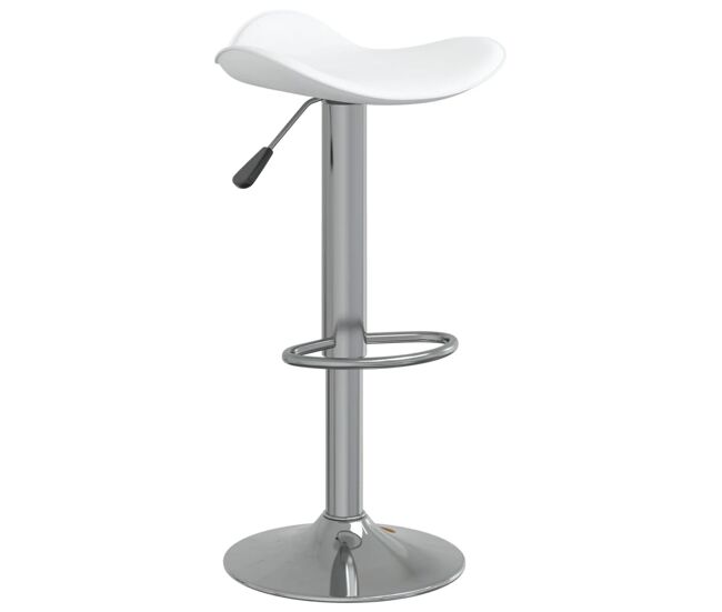 Vidaxl taburete de cocina de acero cromado y cuero artificial blanco