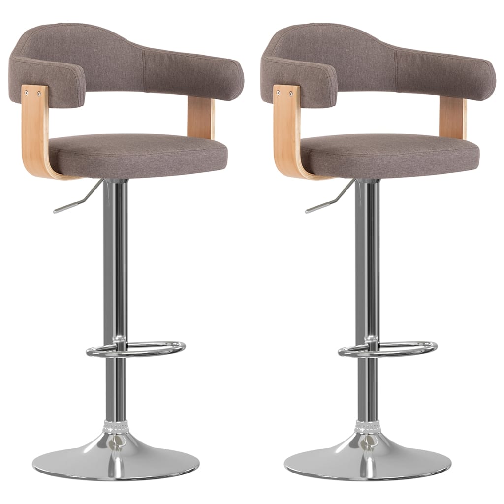 Vidaxl taburetes de bar 2 unidades gris taupe madera curvada y tela