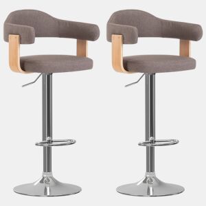 vidaXL Bancos de bar 2 pcs tecido e madeira curvada cinza-acastanhado