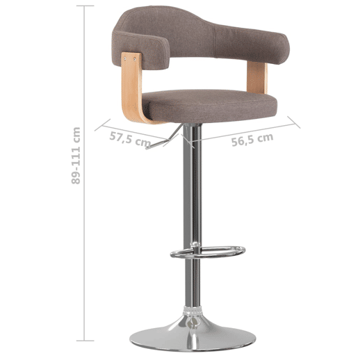 vidaXL Bancos de bar 2 pcs tecido e madeira curvada cinza-acastanhado