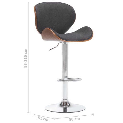vidaXL Cadeira de bar tecido cinzento