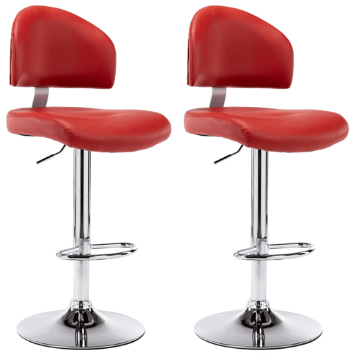 vidaXL Bancos de bar 2 pcs couro artificial vermelho tinto