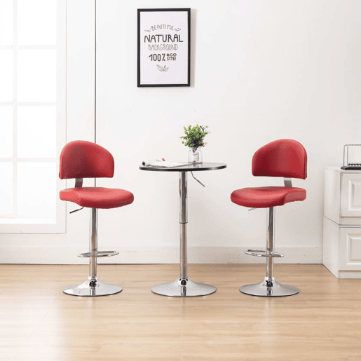 vidaXL Bancos de bar 2 pcs couro artificial vermelho tinto