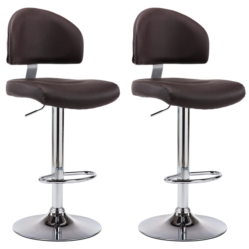 Vidaxl taburetes de cocina 2 unidades cuero sintético marrón