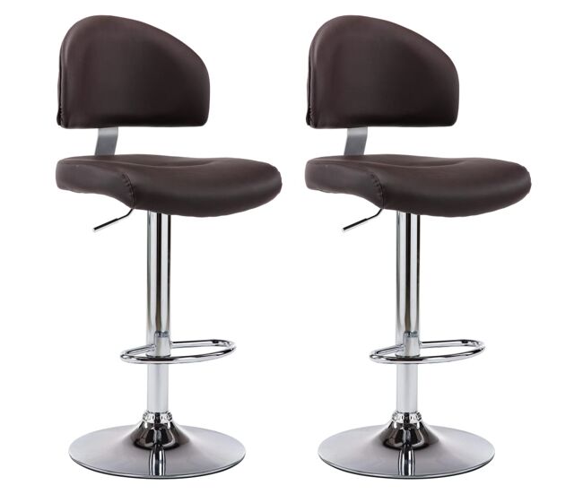 Vidaxl taburetes de cocina 2 unidades cuero sintético marrón