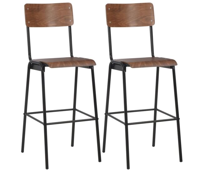 Vidaxl taburetes de cocina 2 uds madera contrachapada y acero marrón