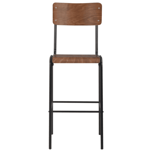 vidaXL Bancos de bar 2 pcs madeira compensada maciça e aço castanho vidaXL Bancos de bar 2 pcs madeira compensada maciça e aço castanho