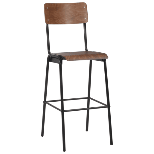 vidaXL Bancos de bar 2 pcs madeira compensada maciça e aço castanho vidaXL Bancos de bar 2 pcs madeira compensada maciça e aço castanho