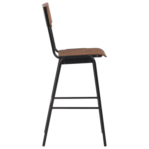 vidaXL Bancos de bar 2 pcs madeira compensada maciça e aço castanho vidaXL Bancos de bar 2 pcs madeira compensada maciça e aço castanho