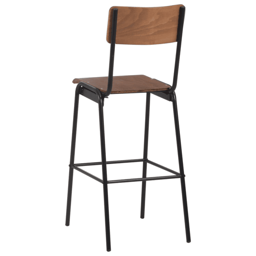 vidaXL Bancos de bar 2 pcs madeira compensada maciça e aço castanho vidaXL Bancos de bar 2 pcs madeira compensada maciça e aço castanho