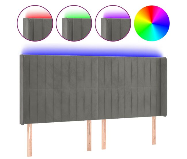 Vidaxl cabecero con led de terciopelo gris claro 163x16x118/128 cm