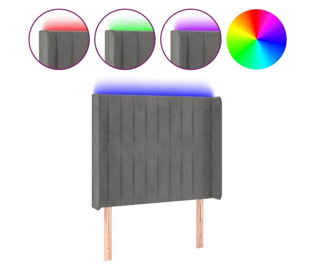 Vidaxl cabecero con led de terciopelo gris claro 93x16x118/128 cm