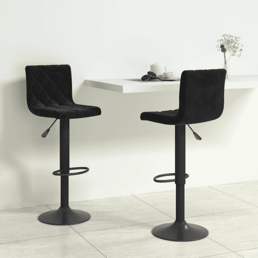 vidaXL Bancos de bar 2 pcs veludo preto