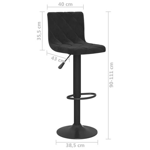 vidaXL Bancos de bar 2 pcs veludo preto
