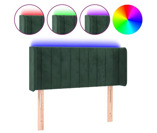 Vidaxl cabecero con led de terciopelo verde oscuro 103x16x78/88 cm