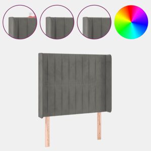 vidaXL Cabeceira cama c luzes LED veludo 83x16x118128 cm cinza-claro