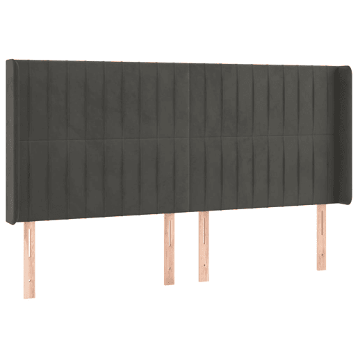 vidaXL Cabeceira de cama c LED veludo 183x16x118128 cm cinza-escuro