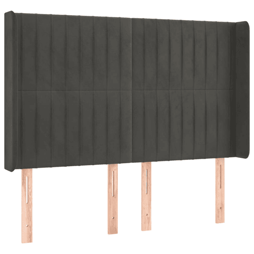 vidaXL Cabeceira de cama c LED veludo 147x16x118128 cm cinza-escuro
