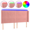 vidaXL Cabeceira de cama c luzes LED veludo 163x16x118128 cm rosa