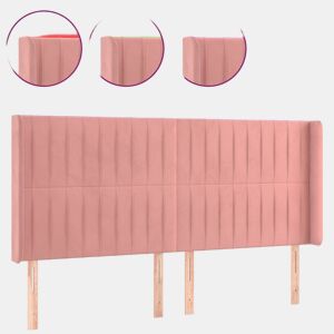 vidaXL Cabeceira de cama c luzes LED veludo 163x16x118128 cm rosa