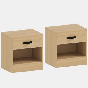 HOMCOM Conjunto de 2 Mesas de Cabeceira Mesas de Cabeceira para Dormitório Estreitas com Gaveta e Compartimento Aberto 39x28x41 cm Madeira