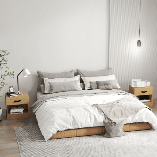 HOMCOM Conjunto de 2 Mesas de Cabeceira Mesas de Cabeceira para Dormitório Estreitas com Gaveta e Compartimento Aberto 39x28x41 cm Madeira