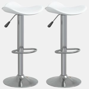 vidaXL Bancos de bar 2 pcs aço cromado e couro artificial branco