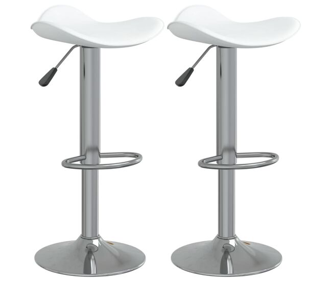 Vidaxl taburete de cocina 2 uds acero cromado cuero artificial blanco