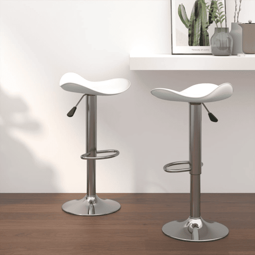 vidaXL Bancos de bar 2 pcs aço cromado e couro artificial branco