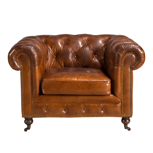 ANGEL CERDA Poltrona Chester em pele castanha cognac ANGEL CERDA Poltrona Chester em pele castanha cognac