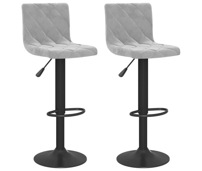 Vidaxl taburetes de cocina 2 unidades terciopelo gris claro