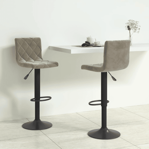 vidaXL Bancos de bar 2 pcs veludo cinzento-claro