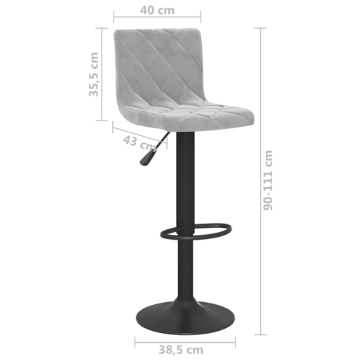 vidaXL Bancos de bar 2 pcs veludo cinzento-claro