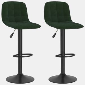 vidaXL Bancos de bar 2 pcs veludo verde-escuro