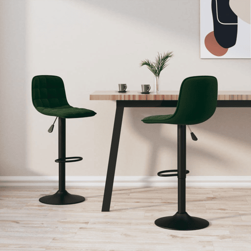 vidaXL Bancos de bar 2 pcs veludo verde-escuro vidaXL Bancos de bar 2 pcs veludo verde-escuro
