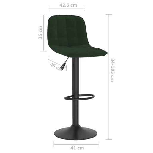 vidaXL Bancos de bar 2 pcs veludo verde-escuro vidaXL Bancos de bar 2 pcs veludo verde-escuro