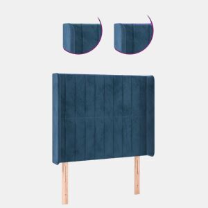 vidaXL Cabeceira cama c luzes LED veludo 103x16x118128cm azul-escuro