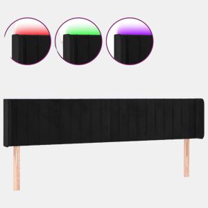 vidaXL Cabeceira de cama c luzes LED veludo 203x16x7888 cm preto