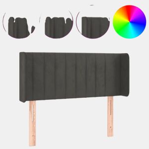 vidaXL Cabeceira cama c luzes LED veludo 103x16x7888 cm cinza-escuro