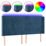 vidaXL Cabeceira cama c luzes LED veludo 203x16x118128cm azul-escuro