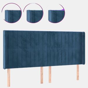 vidaXL Cabeceira cama c luzes LED veludo 203x16x118128cm azul-escuro