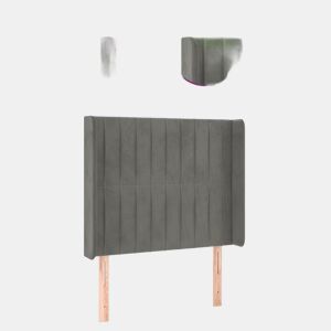 vidaXL Cabeceira cama c luzes LED veludo 103x16x118128cm cinza-claro